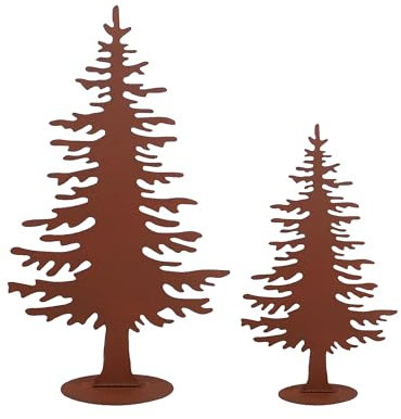 UNUS Tannenbaum Rost-Deko aus Metall, Weihnachtsbaum Aufsteller für Innen und Außen Klein, Groß 2er Set