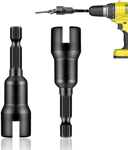 2 PCS Power Wing Nut Driver, Nut Driver Drill Bit Socket Wrenches Tools Set, Slot Wing Nuts Drill Bit Socket Wrenches Tools Suitable for Panel Nuts, Screws Eye C Hook and Q-Hanger(Grey-Black)