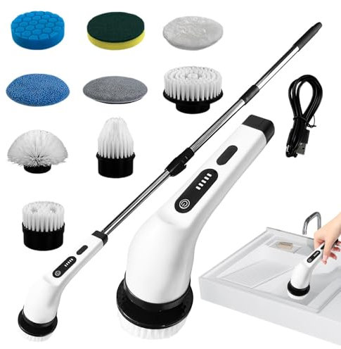Cepillo de limpieza inalámbrico, limpiador giratorio, herramienta de limpieza retráctil, cepillo de limpieza de baño, cepillo de limpieza de ducha, limpiador eléctrico de bañera, cepillo de limpieza