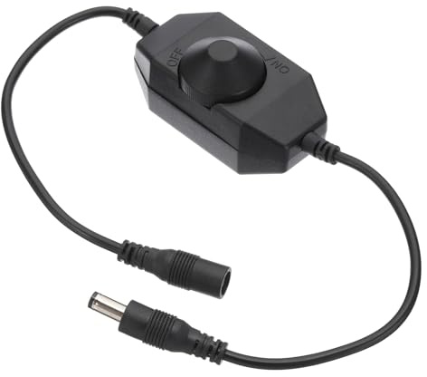 PATIKIL LED Strip Dimmer Switch, DC 9-24V PWM Rotary DC Inline Cable Regolatore di Luminosità per LED Ribbon Rope Light 5050 3528 2835 5630, Nero