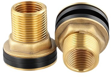 2 Piezas Conectores de Latón para Cisterna Lluvia, Conector para Cisterna Agua Lluvia Casquillo Universal para Barril Barriles Latón Accesorios con Juntas de Goma para Tanque Como Conexión