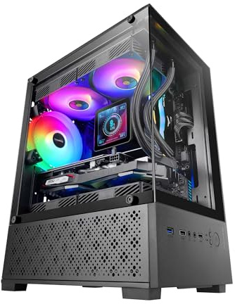 Mars Gaming MC-SE2, Caja Gaming MicroATX, Cristal Templado Lateral y Frontal Sin Marco, Ventilador FRGB 120mm, Estructura de Doble Cámara, Minitorre PC Compacta con Amplia Capacidad Interna, Negro