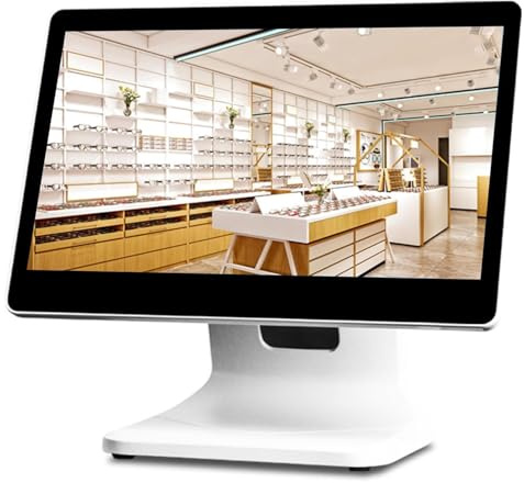 IYUESQ Écran Tactile pour Caisse enregistreuse, écran LCD de 15,6 Pouces, pour Petites Entreprises, Compatible VGA, USB, PC, VOD, système de Caisse enregistreuse, Vente au détail, restau
