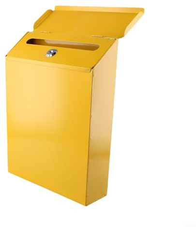 Boîte aux lettres verrouillable chic avec clé - Décoration murale pour n'importe quel environnement, pour courrier et suggestions - Jaune