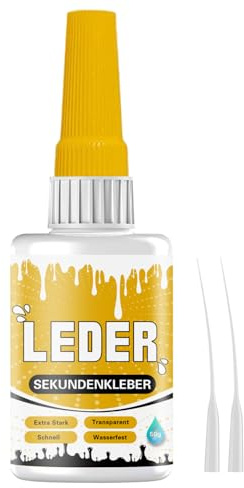 Lederkleber Super Glue Extra Starker: 50g Transparenter Wasserfester Kleber | für Lederreparatur an Schuhen, Sofas, Autositzen, Möbeln Taschen – Schnell Trocknender Lederkleber für Polster, Gürtel