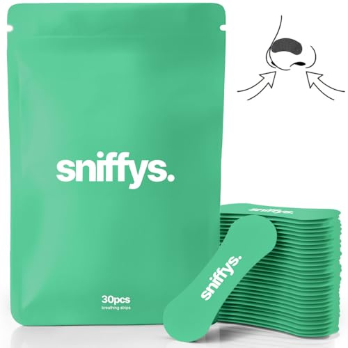 Sniffys Nasenpflaster - Nasenstrips Anti Schnarch Unterstützung - Nose Strips Komfort Halt - 30 Stück - Menthol