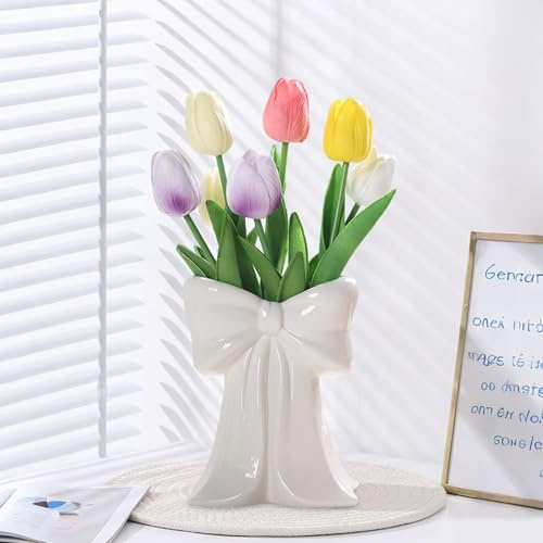 Papillon in ceramica, decorazione per camera da letto, dopamina, decorazione per vasi, vaso boho decorazione per tulipani, vaso a tulipani, vaso per fiori per casa, soggiorno, ufficio (bianco)