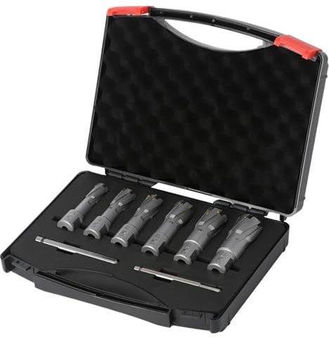 6PCS Diameter 16MM-26MMX35MM Annular Cutter with 3/4 Carbide Alloy Core Drill, Metal Hole Saw
