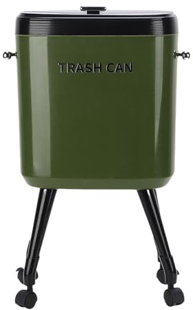 ZJchao Bote de Basura Alto con Patas con Ruedas, Bote de Basura Estrecho de Gran Capacidad de 15 L para Cocina, Baño, Sala de Estar, Oficina, Materiales PP ABS Duraderos, Diseño Delgado, (GREEN)