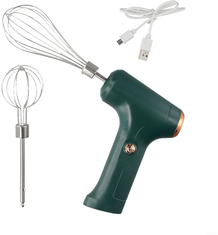 Frullatore elettrico a mano con ricarica USB, frullatore portatile e in plastica, adatto per sbattere uova, burro, panna, latte e salse, silenzioso (tre ingranaggi)
