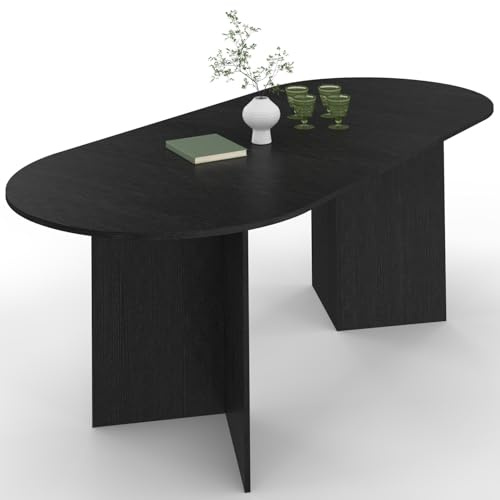 IDMarket - Table à Manger Extensible Ovale Marthe 160-200 cm Bois et Noir