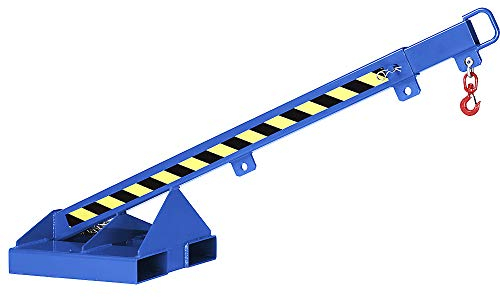 kaiserkraft | Lastarm mit drehbarem Wirbellasthaken | enzianblau RAL 5010 | Neigung 25° | teleskopierbar | Tragfähigkeit 1000 kg
