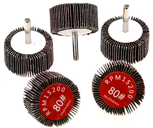 Be In Your Mind Lot de 5 disques abrasifs à lamelles Grain 80 Diamètre 50 mm Tige 6 mm pour perceuse