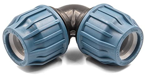 Curva in Polipropilene per Tubo PE 32mm – Raccordo a Compressione per Acqua Potabile, 16 Bar, Cert. DVGW/KIWA/WRAS