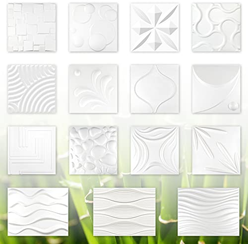 3D Wandpaneele, Zuckerrohr- & Bambusfaser weiß - 100% Natur Paneele Wandverkleidung (63x80cm ELEANOR, 3 Quadratmeter), Wandverkleidung, Tapeten, Deckenpaneel