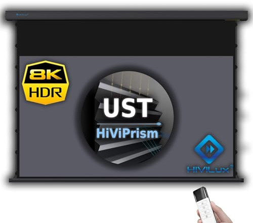 HiViLux® Tension CLR/ALR Motor Leinwand Dualspann System für UST-Beamer/Laser TV: HiViPrism Cinema HDR Hochkontrast/8K/4K/3D (135Zoll 16:9 Bild:300x168cm Schwarz)