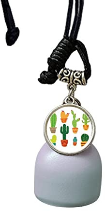 comp Colgante de coche de campana con patrón de suculentas de cactus en maceta