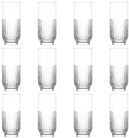 LAV 12x Clear 395ml Tokyo Highball Glasses - Tall Hi Ball Glass Water Gin Juice Cocktail Drinking Glassware Tumblers Set