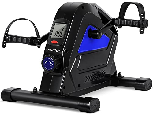 Under Desk Bike Pedal Exerciser, Himaly Mini Exercise Bike with Magnetic Resistance, Portable Peddler Foot Cycle for Arm & Leg with LCD Screen Display