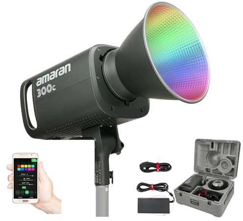 Amaran 300C RGBWW LED Video Light, 300W Full Color Photography Lighting,2500K to 7500K Bowens Mount Continuous Light,Bluetooth App Control