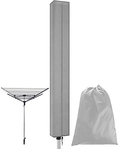Trongle Rotary Washing Line Cover, 165 * 16 16CM Waterproof Airer Cover with Anti-rust Zip, Multipurpose for Dryer or Parasol, Durable Weatherproof cover, Outdoor, Garden (Grey)