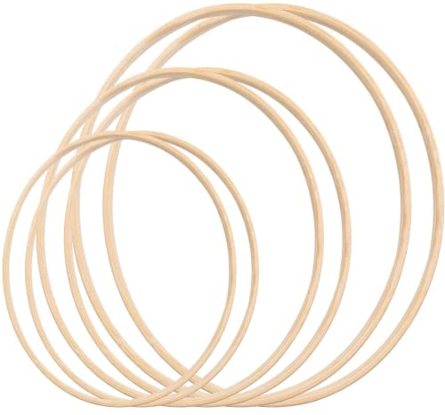 6 Stück Holzringe Zum Basteln, 15cm/20m/30cm Traumfänger Holzring,Holzringe Makramee,Holzringe Traumfänger zum Basteln,Makramee Ringe,Holzreifen zum Basteln für Hochzeit Kranz Decor und DIY Handwerk