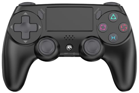 indeca BUSINESS Mando Inalambrico Bluetooth Negro compatible con PS4 PS3 PC Android Windows gamepad 6 ejes con vibración doble Luz LED Joystick tactil recargable compatible juegos Shooters Dualshock