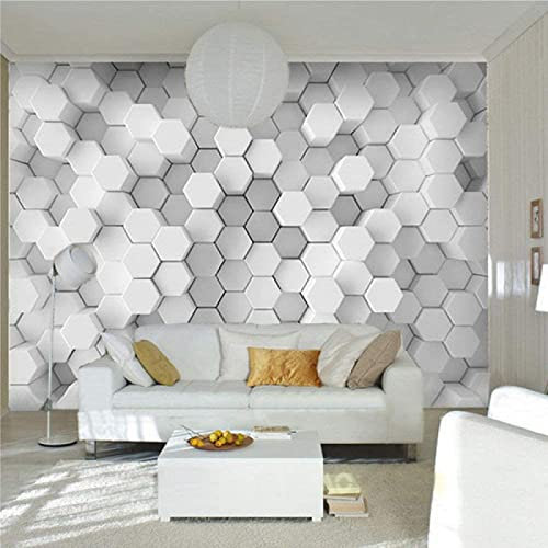 Papel Pintado Pared 3D Papel Tapiz Geométrico Hexagonal Blanco Hueso Fotomurales 3D Tv Fondo Pared Moderno Dormitorio Murales