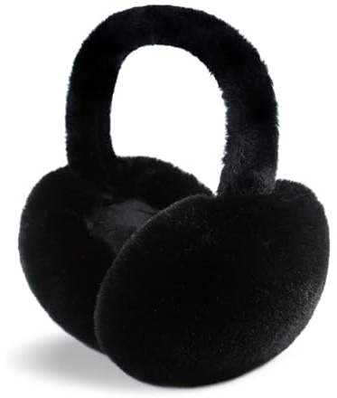 SEYUFN Warmes Ohrenwärmer Damen Faltbare Flauschige Plüsch Ohrenschützer Winter Outdoor Bequem Ohrwärmer Teenager-Mädchen Stylische Ohrbedeckungen (A-schwarz)