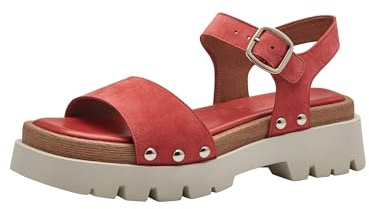 Tamaris Damen Plateau Sandalen Leder Sommer; RED/rot; 38 EU