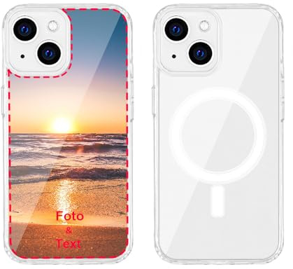 MXCUSTOM Personalisierte Handyhülle für Apple iPhone 14, Benutzerdefiniert Hülle mit Eigenem Foto Bild Text Schutzhülle [Weicher Polsterstoßfänger + Harter Rückseite] (HMC-CR-P1)