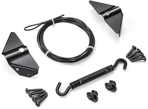 Anti Sag Gate Kits, Anti-Sagging Fence Door Kit, Black, Zinc | Door Support Cable Kit, for Wooden Fence, Steel Hardware, For Correcting or Preventing