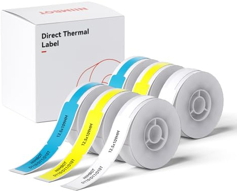 NIIMBOT Etiketten Selbstklebend, 12.5 x 109mm Thermo Etikettenband, Kompatibel mit D110 D11 D101 Etikettendrucker, 6 Rollen