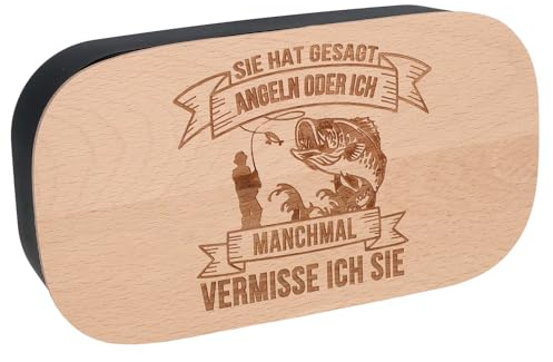 Spruchreif | Lunchbox mit graviertem Frühstücksbrettchen | Brotdose Kunststoff | Outdoor Frühstück | Geschenk Angeln | Angelgeschenke