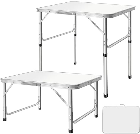 ANSIMIDA 2.5FT Klappbarer Tragbarer Campingtisch kompakter Kleiner Picknicktisch Festival Beistelltisch 2 Höhe 33cm/70cm, Aluminiumrahmen, leicht zu transportieren