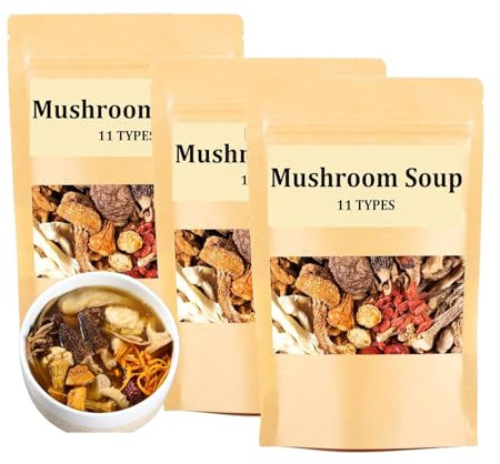 Soup Package Of 11 Types Of Mushrooms, Dry Abalone Nutritious, Mushroom Soup Bag, Mushroom Soup Packets, Nutritious Mushroom and Herb Soup Set, Everyday Nourishing Liver Herb Soup, 45g/Bag (3 Pcs)