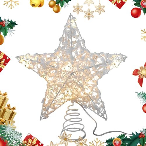 Sapin De Noël Étoile Rustique - Topper Lumineux Avec Électricité pour Les Décorations Saisonnières et de Vacances