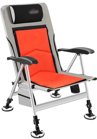 HZHXIFUFA Angelstuhl, Angelliegestuhl für den Außenbereich, mit Kissen, Faltbare Rückenlehne, verstellbare Beine für Camping, Strandstuhl, Outdoor-Klappstuhl