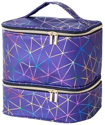 Mallette de rangement à double couche pour 30 bouteilles de vernis à ongles - Sac de transport - Double couche - Organiseur portable pour kit de manucure