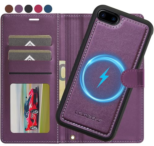 Ailicici für iPhone SE 3/2 (2022/2020), iPhone 8/7 Hülle, [Abnehmbar] 2-IN-1 Abnehmbare Magnetische Hülle, Kabelloses Laden, Kartenfach Leder Case, Handyhülle RFID Klapphülle Schutzhülle 4,7 Zoll