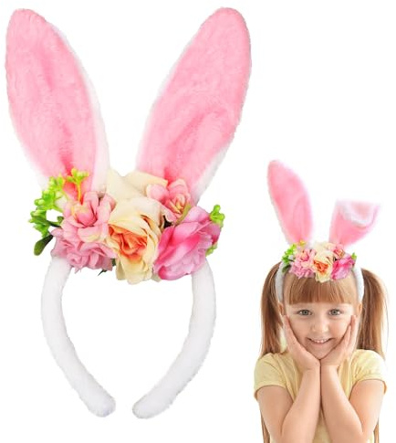 BETESSIN Serre-Tête Oreilles de Lapin Bandeau Cheveux en Peluche Accessoire Cheveux Fête Pâques Cosplay Filles Femmes