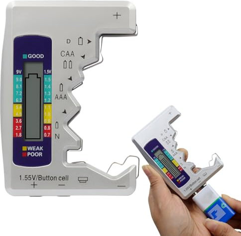 Battery Tester Checker,Battery Tester for All Batteries UK,Household Battery Testers with LCD Display,Battery Tester for Small Batteries UK, Battery Checker Tester for C AA AAA D N 9V 1.5V