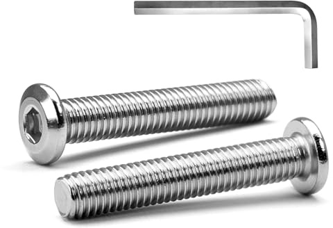 MINHER M6 x 45mm 10Pcs Testa Piatta Esagono Incassato Viti Bulloni, Bulloni Per Mobili, Acciaio Inossidabile A2 V2A, Filettatura Completa (con Chiavi a Brugola)