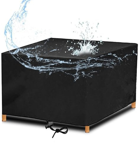 Abdeckung Gartenmöbel Winterfest 90x90x40cm/LxBxH Multi-Größe Wasserdicht Schutzhülle Abdeckplane für Gartentisch Abdeckung Tischabdeckung Outdoor Gartenmöbel Abdeckhaube Anti-UV Schwarz