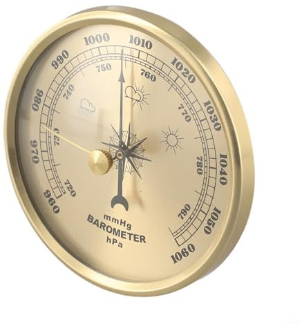 Multi-function Dial Barometer Thermometer Hygrometer Weather Station Wall Mounted Indoor And Outdoor Weather Forecaster Gold 90Mm