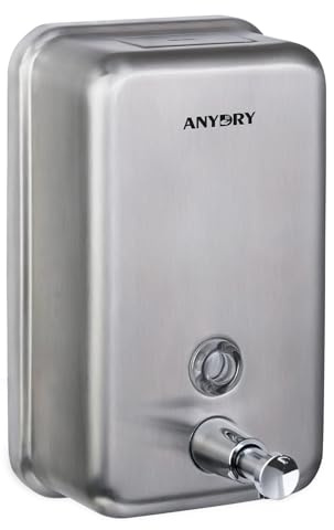 anydry Distributore manuale professionale 1100ml, finitura in acciaio inossidabile durevole, da parete per bagno e cucina (Spazzolato)