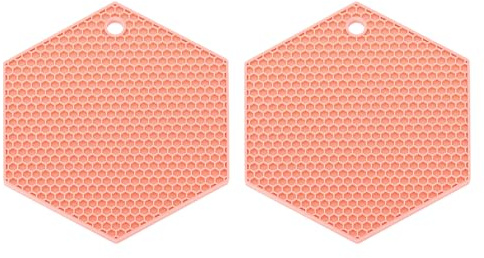 sourcing map 2 sottopentola in silicone, esagonali, protezione da tavolo, resistente al calore, per piano di lavoro, cucina, piatti caldi, pentole e padelle calde, rosa nordico