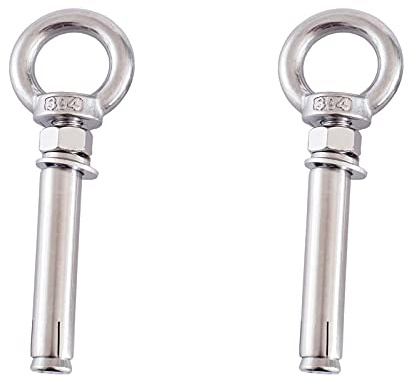IBOWZ Pernos de Expansión, 2 Tornillos de expansión M12 con Tuerca de Ojo y Anillo, de Acero Inoxidable 304, para techos de hormigón y mampostería, M12 x 120 mm.