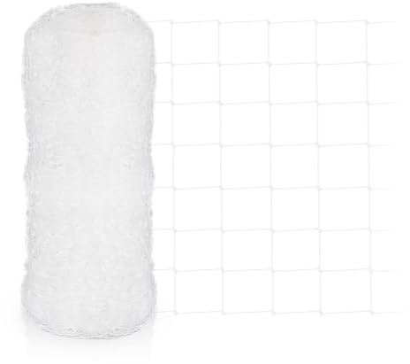 CRMCC Filet de treillis blanc robuste de 2 m x 100 m – Maille carrée de 15 cm – Filet de support en PP polypropylène pour plantes grimpantes, légumes et fleurs