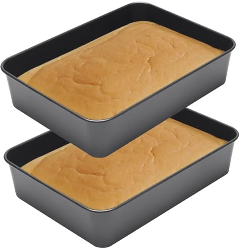 Mini Antihaft Backblech 2er Set, 21,7 x 16,5 x 4,5 cm Edelstahl Auflaufform Tiefes Kuchenform Backform für Brownies, Lasagne, Gesund Rostbeständig, Antihaftbeschichtung Leicht zu reinigen (S)